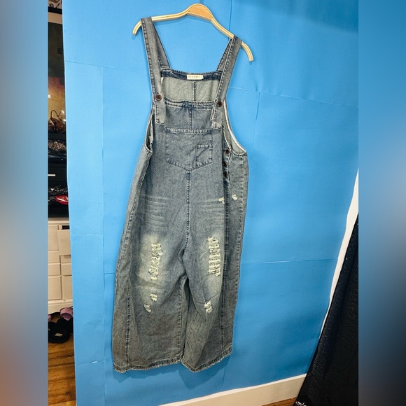 Casual Blue Distressed Women's Overalls - Picture 7 of 7